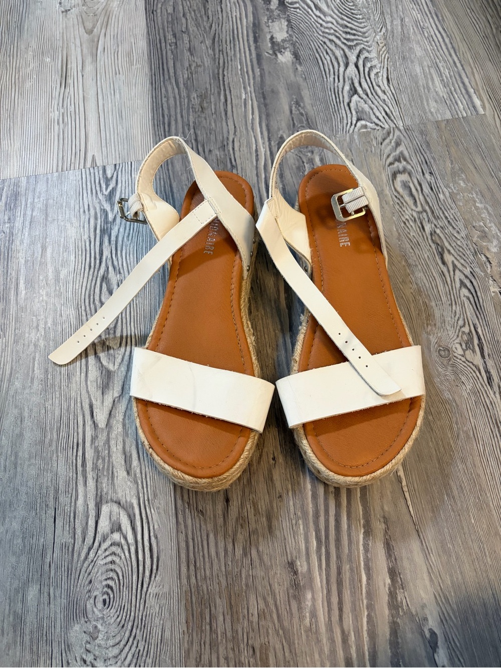 Womens White Ankle Strap Espadrille Sandals